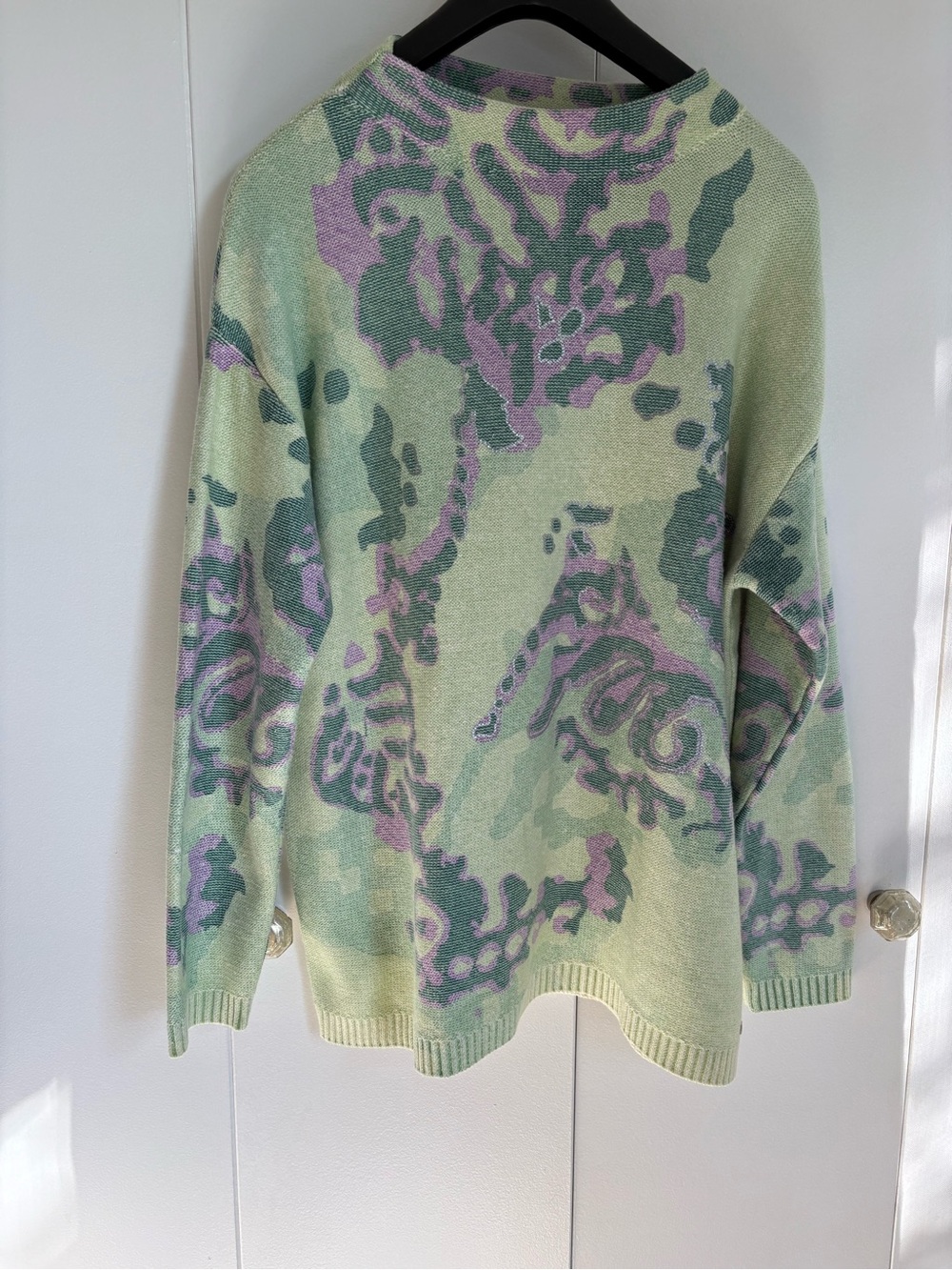 Olsen Cora Pastel Green & Lavender Patterned Crewneck Sweater